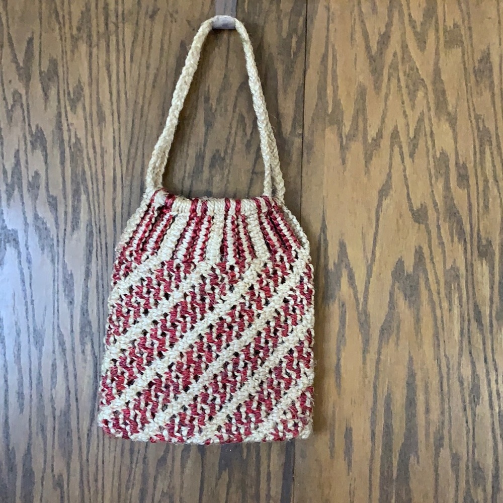 Straw handbag red/neutral‎ color